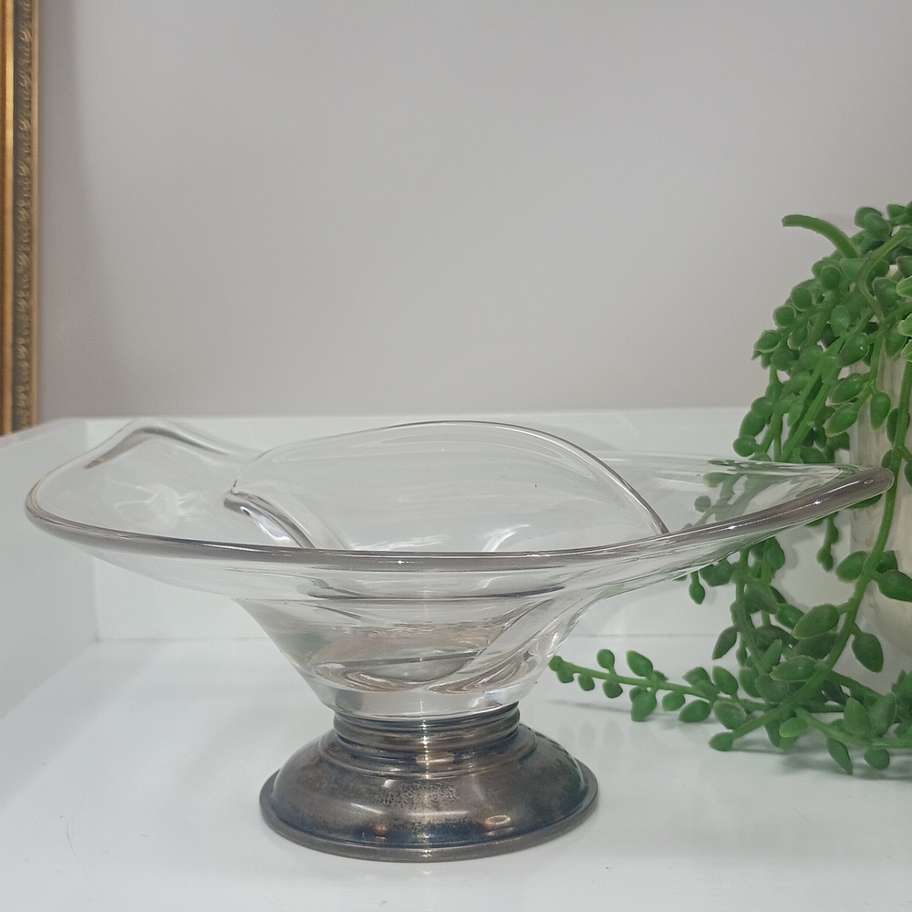 Sterling Silver Base, Elegant Divided Glass Bowl